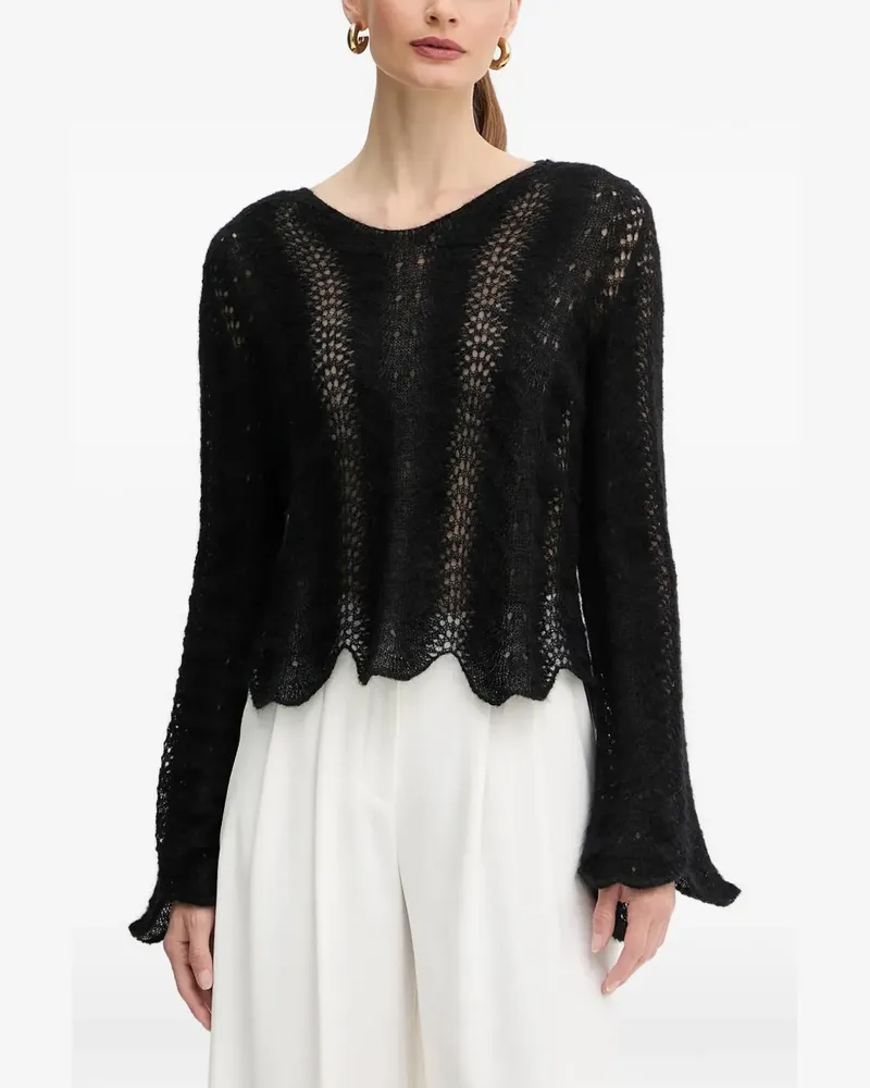 Twin-Set Gestrickter Pullover mit Muschelsaum - Schwarz Schwarz