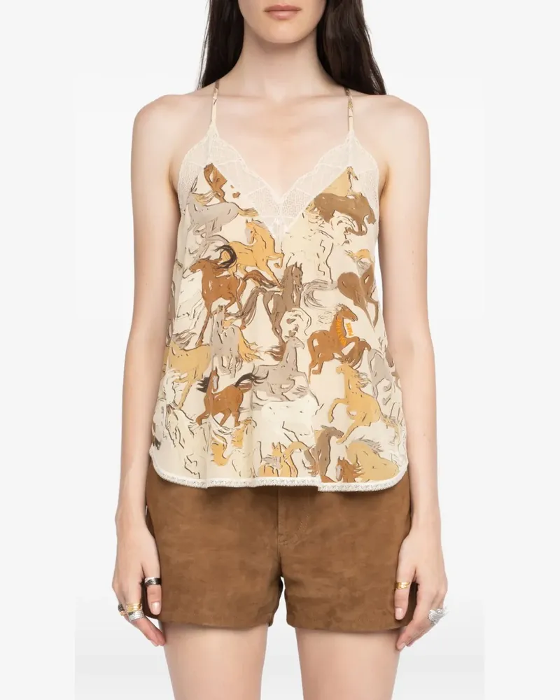 Zadig & Voltaire Christy Oberteil mit Pferde-Print - Nude Nude