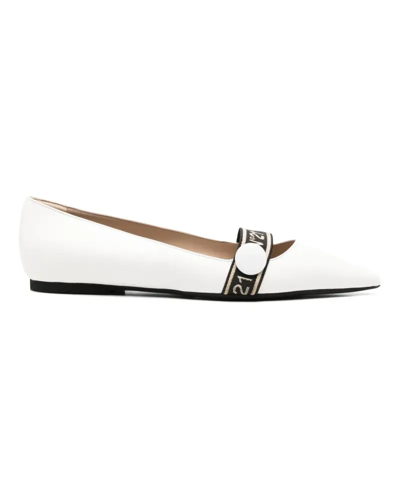 N° 21 pointed-toe strap flat pumps - Weiß Weiß