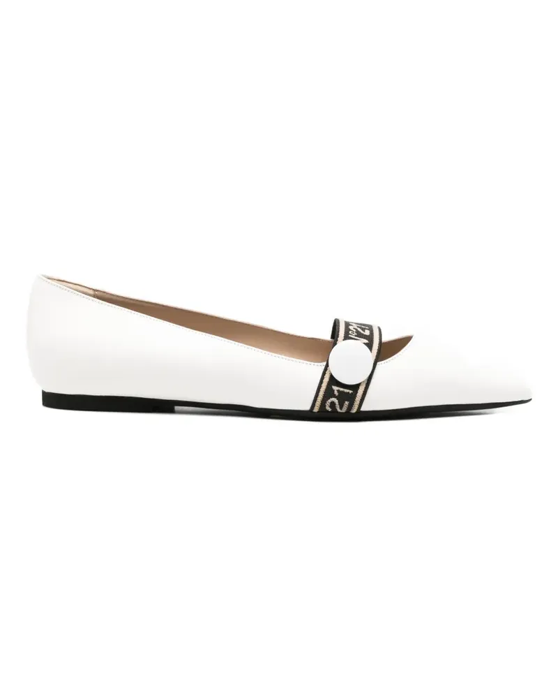 N° 21 pointed-toe strap flat pumps - Weiß Weiß