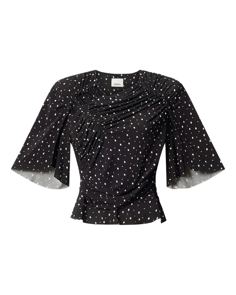 Isabel Marant Drapiertes Oberteil mit Polka Dots - Schwarz Schwarz