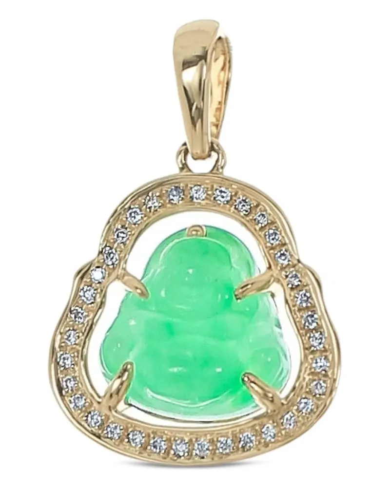 Dana Rebecca Designs Mini 14kt Buddha Goldanhänger mit Diamanten und Jade Gold