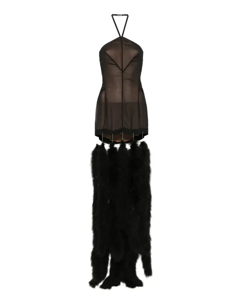ATTICO Minikleid mit Federn - Schwarz Schwarz