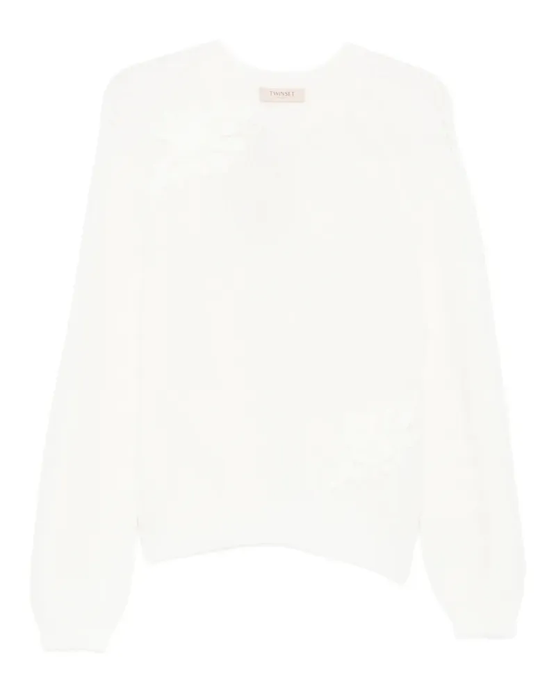 Twin-Set Raglanärmel-Sweatshirt mit Blumenapplikation - Weiß Weiß