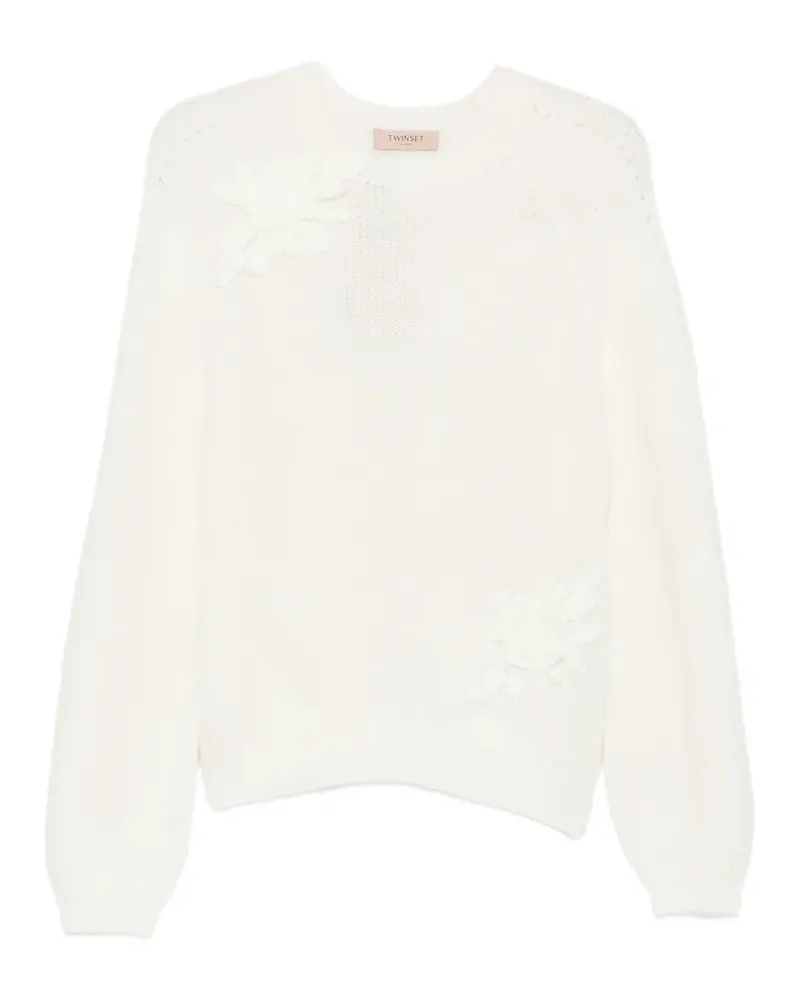 Twin-Set Raglanärmel-Sweatshirt mit Blumenapplikation - Weiß Weiß