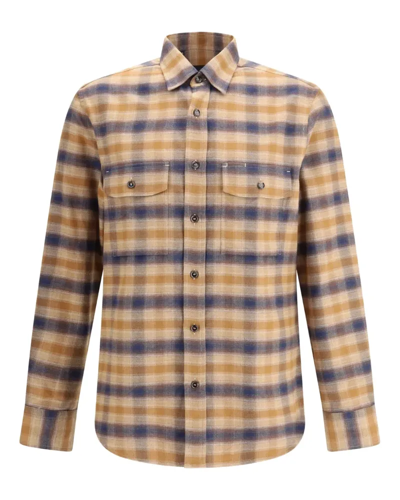 Brioni check pocket shirt - Nude Nude