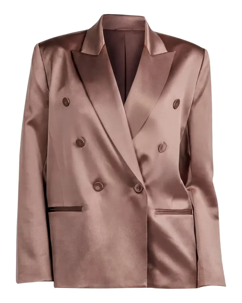 The Sei double-breasted satin blazer - Braun Braun