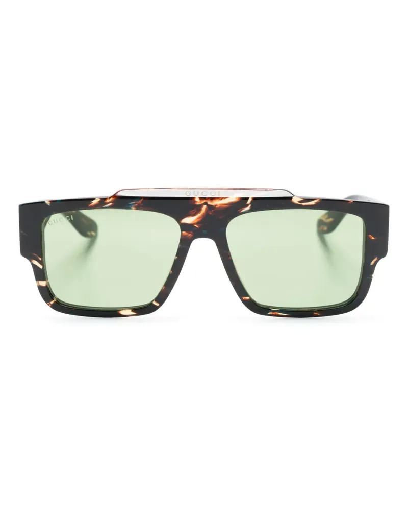 Gucci Eckige Sonnenbrille in Schildpattoptik - Braun Braun