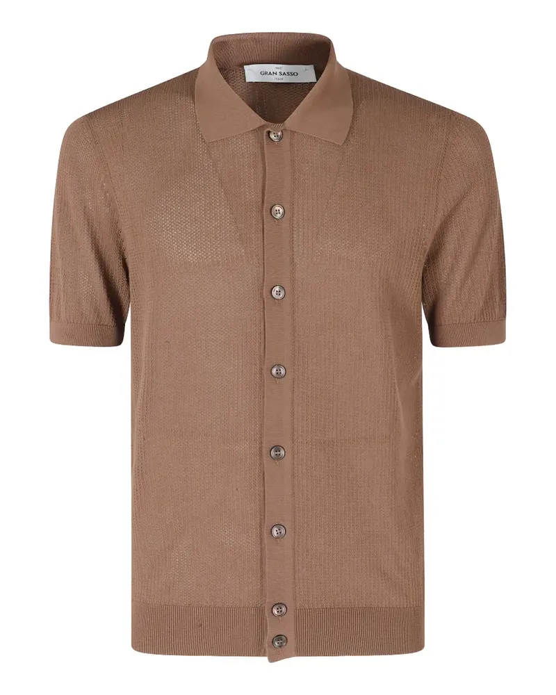 Gran Sasso open-knit short-sleeve shirt - Braun Braun