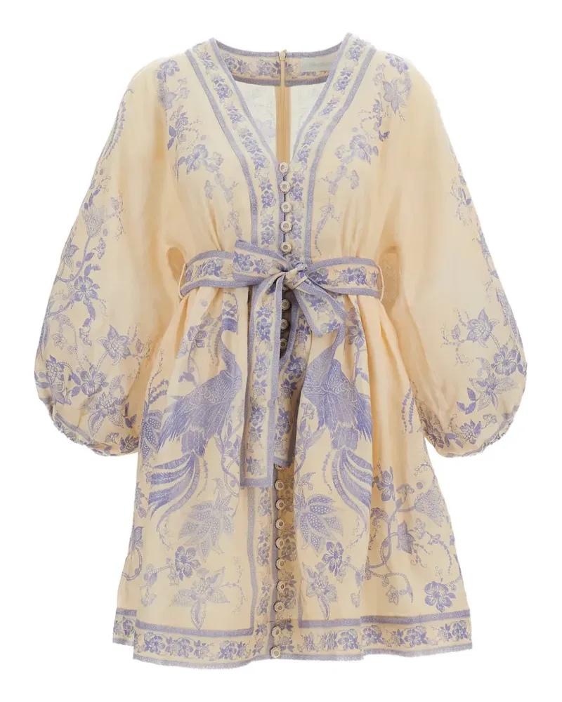 Zimmermann Indra floral-print mini dress - Nude Nude