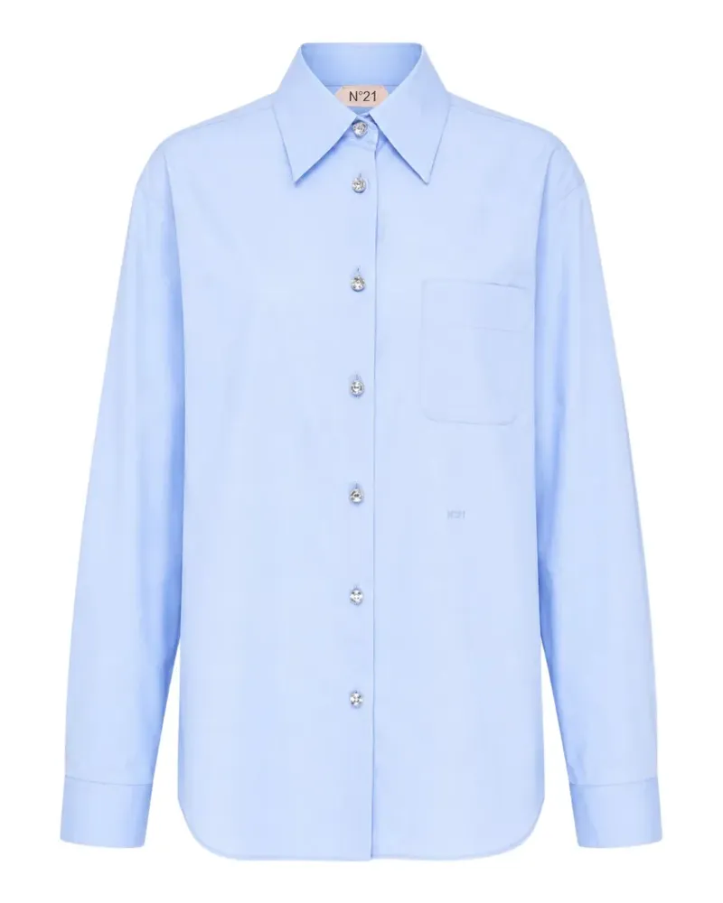 N° 21 crystal-button poplin shirt - Blau Blau