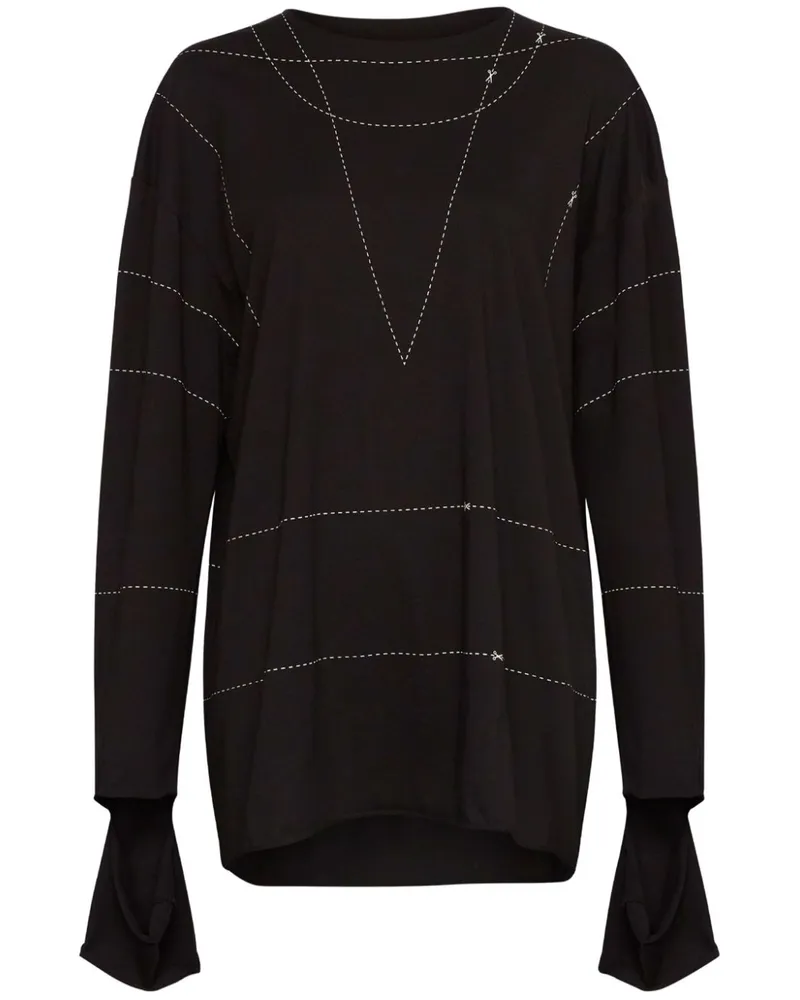 Maison Margiela Sweatshirt mit tiefen Schultern Schwarz