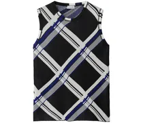 Karierter Seidenpullunder - Schwarz