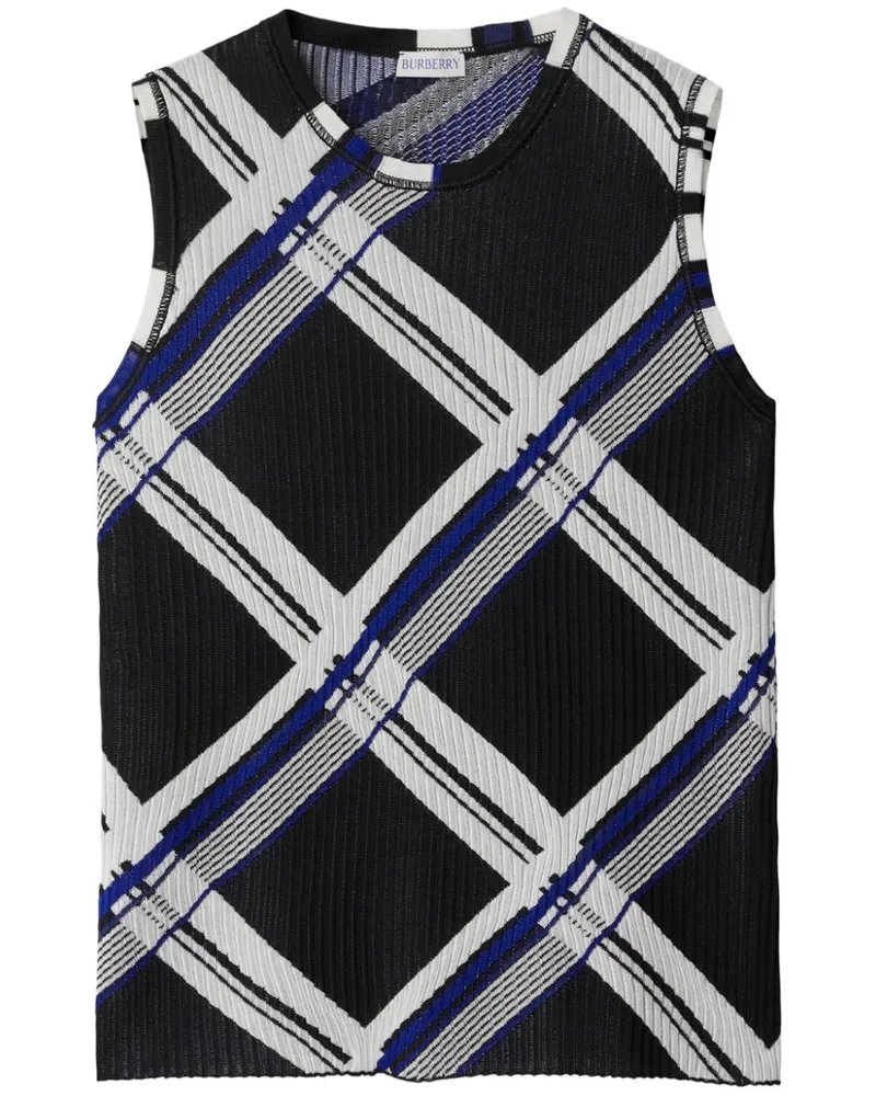 Burberry Karierter Seidenpullunder - Schwarz Schwarz
