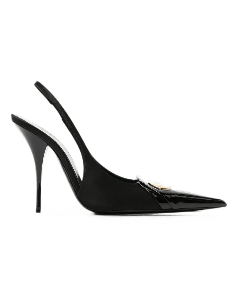 Saint Laurent Louis Slingback-Pumps aus Lackleder und Satin - Schwarz Schwarz