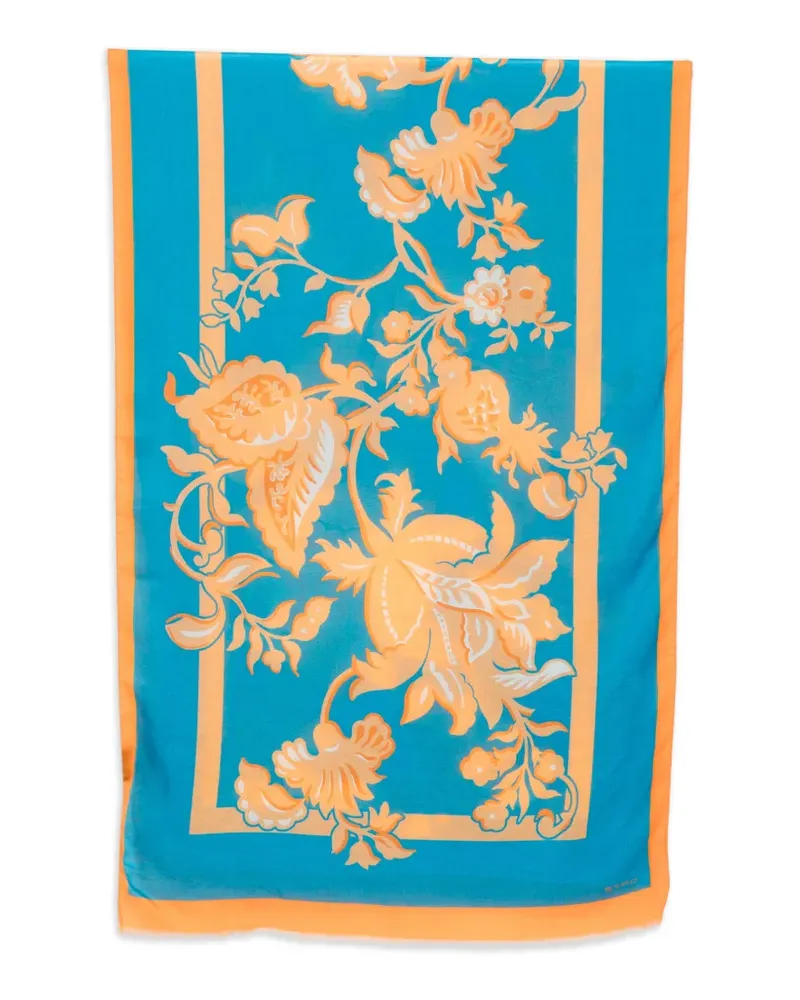 Etro floral border scarf - Blau Blau
