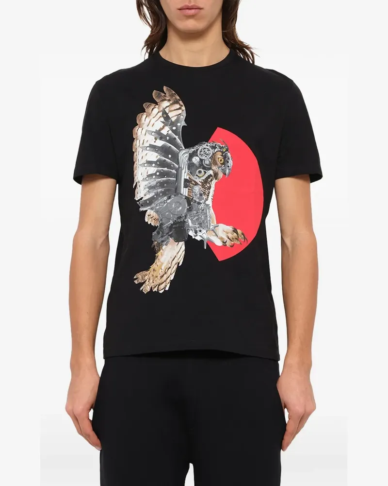 Neil Barrett T-Shirt mit Eulen-Print - Schwarz Schwarz