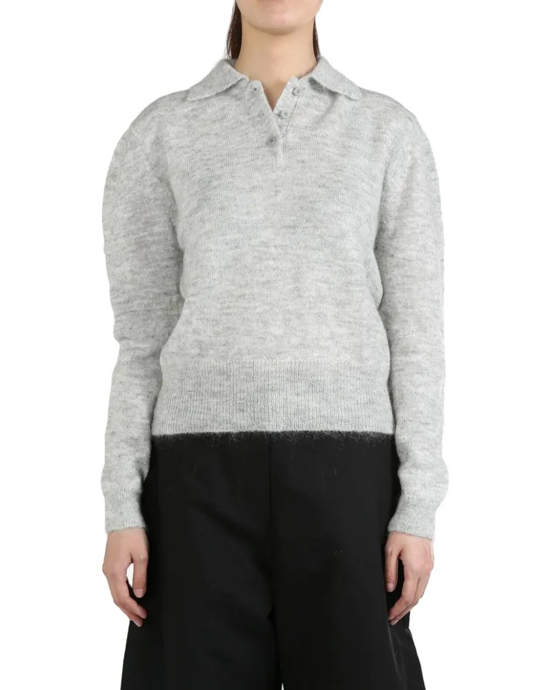 AMOMENTO Pullover mit Poloshirtkragen - Grau Grau