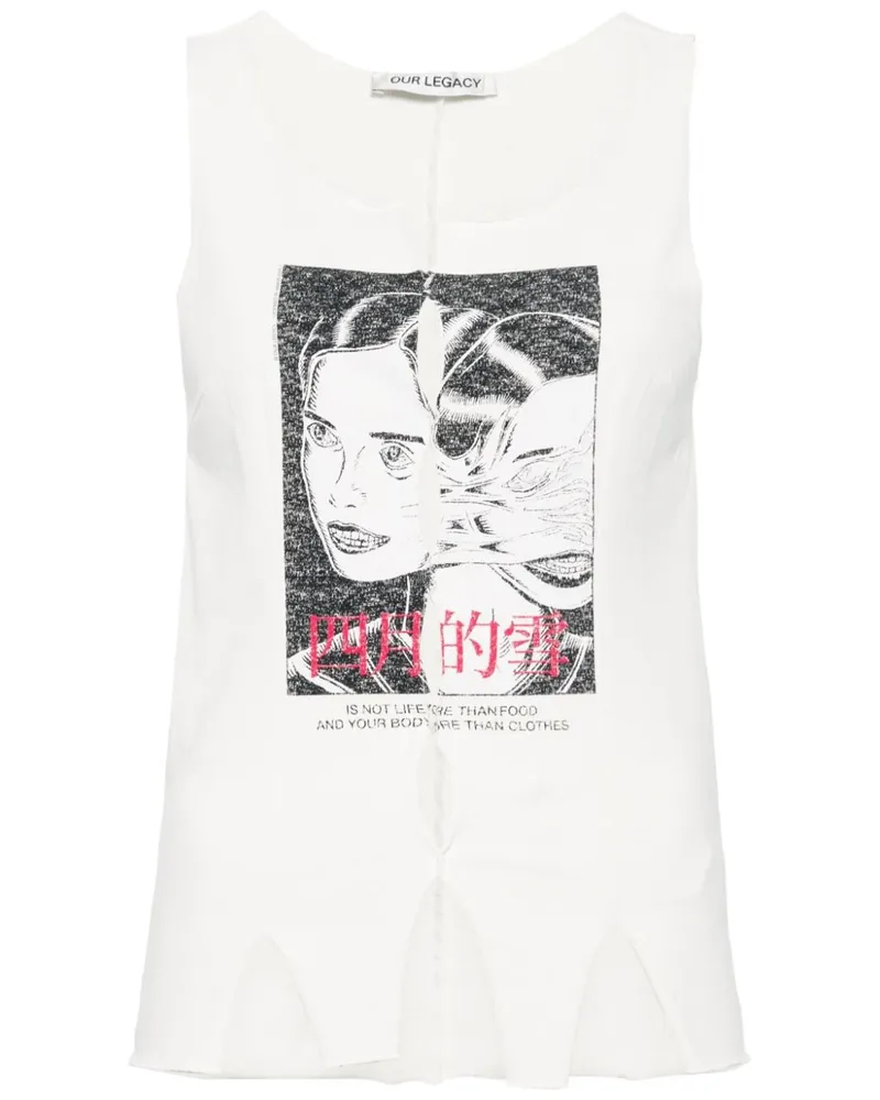 Our Legacy Tanktop mit "Race Twins"-Print - Weiß Weiß