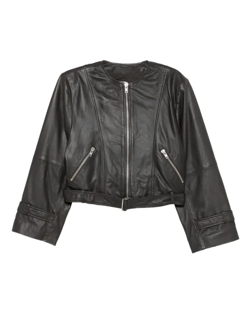 ALYSI Lederjacke mit Gürtel - Braun Braun