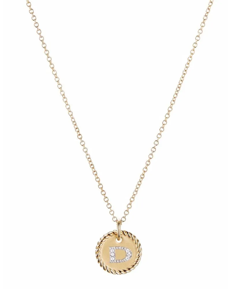 David Yurman 18kt D Initial Charm Gelbgoldhalskette mit Diamanten Gold