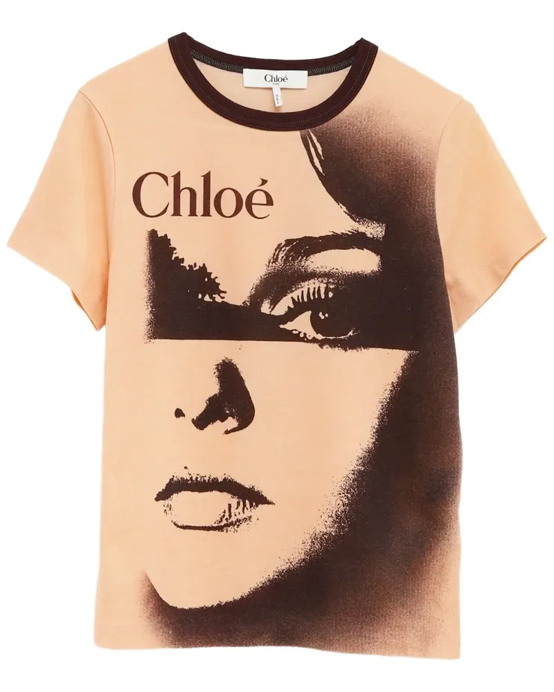 Chloé T-Shirt mit grafischem Print - Orange Orange