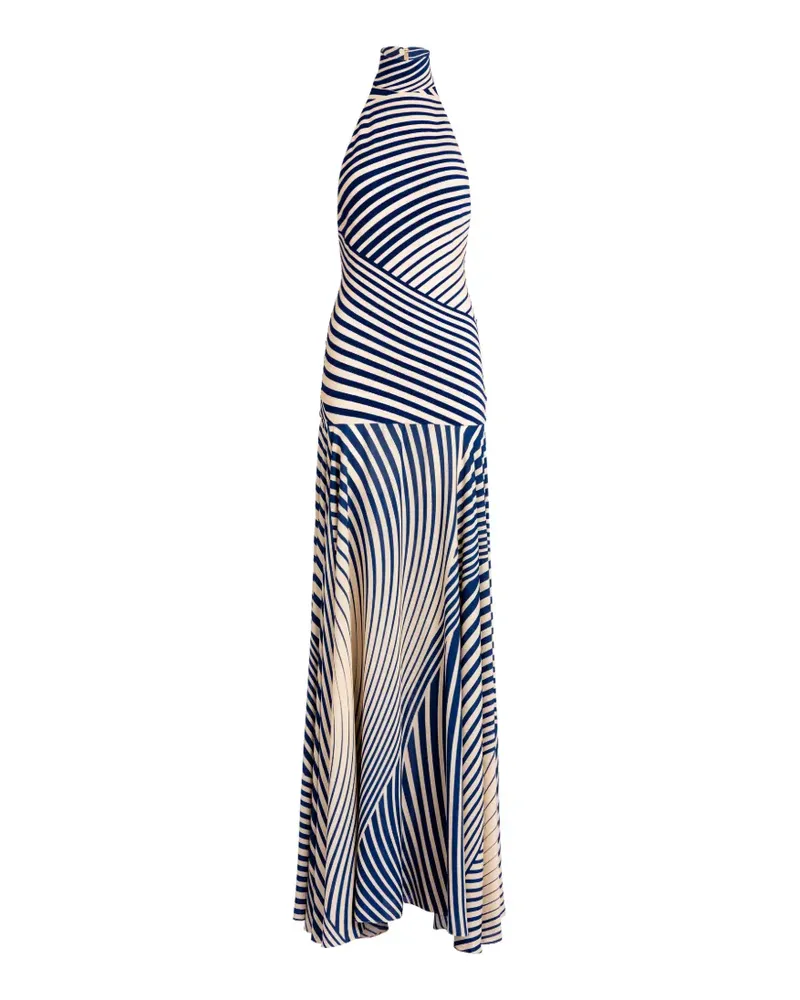 Silvia Tcherassi Gestreiftes Leonore Neckholder-Maxikleid - Blau Blau