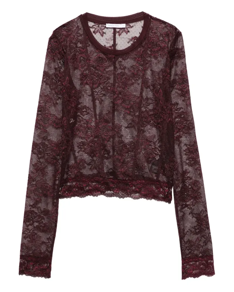 Patrizia Pepe Spitzenbluse mit Wellensaum - Violett Violett