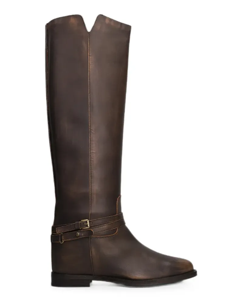 Via Roma 15 buckle-strap knee-high boots - Braun Braun
