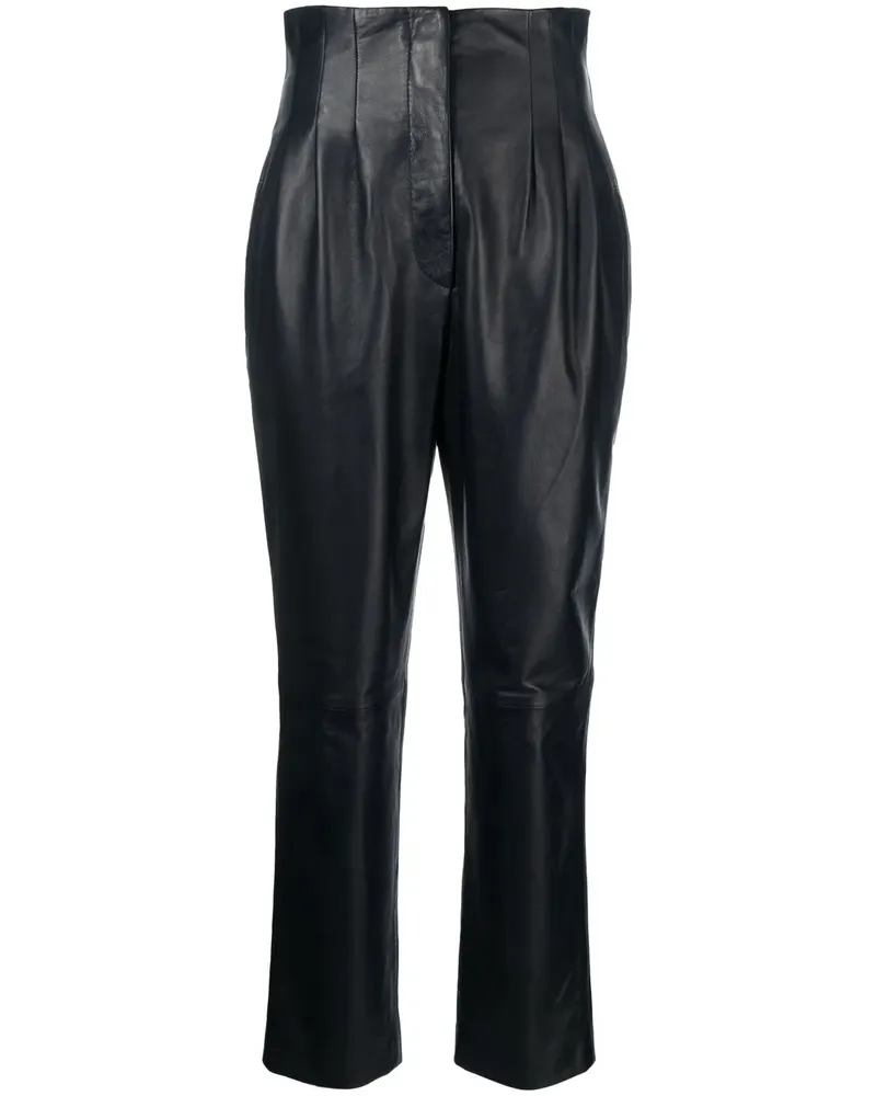 Alberta Ferretti Lederhose mit geradem Bein - Blau Blau