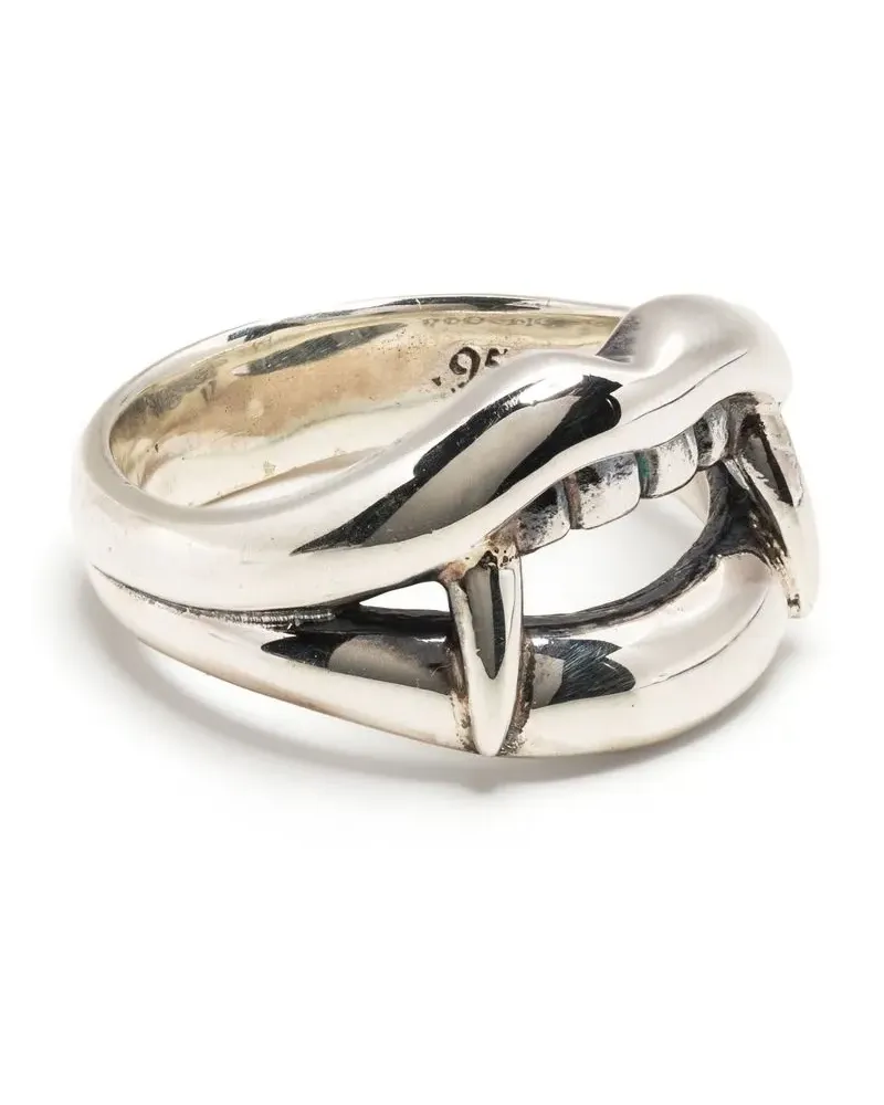 Yohji Yamamoto Vampire Fang Ring mit Glanzoptik - Silber Silber