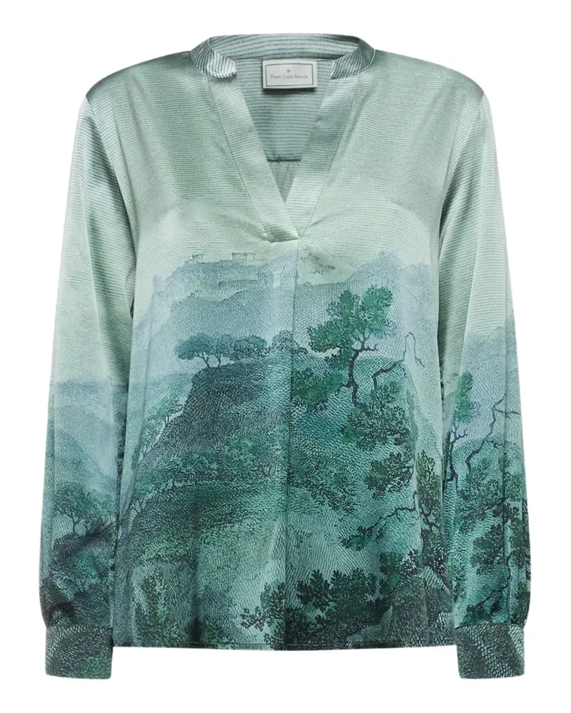 Pierre-Louis Mascia landscape-print blouse - Blau Blau