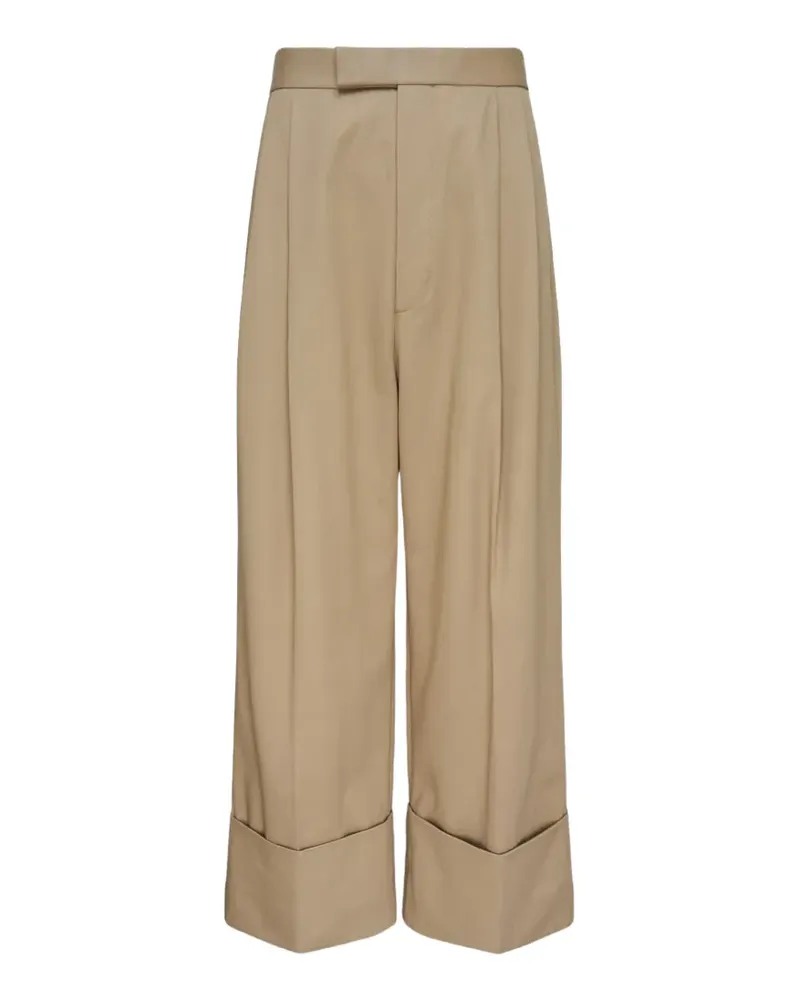Thom Browne double-pleat turned-up trousers - Nude Nude