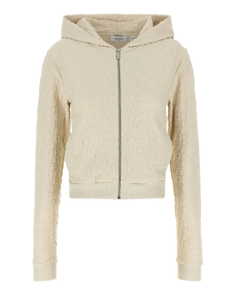 OFF-WHITE Terry Off logo-jacquard zip-up hoodie - Nude Nude