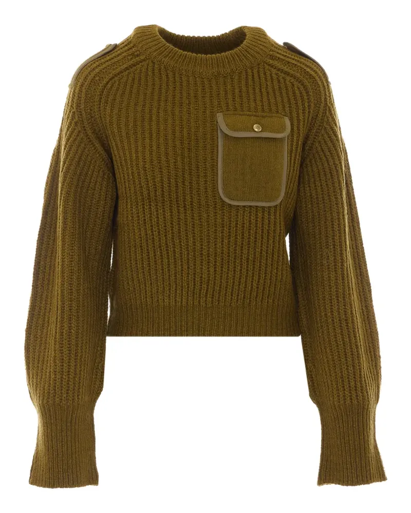 Pinko Gerippter Pullover mit kleiner Tasche - Grün Grün