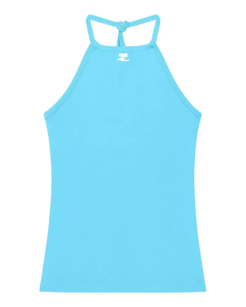 Courrèges Neckholder-Top mit Logo - Blau Blau