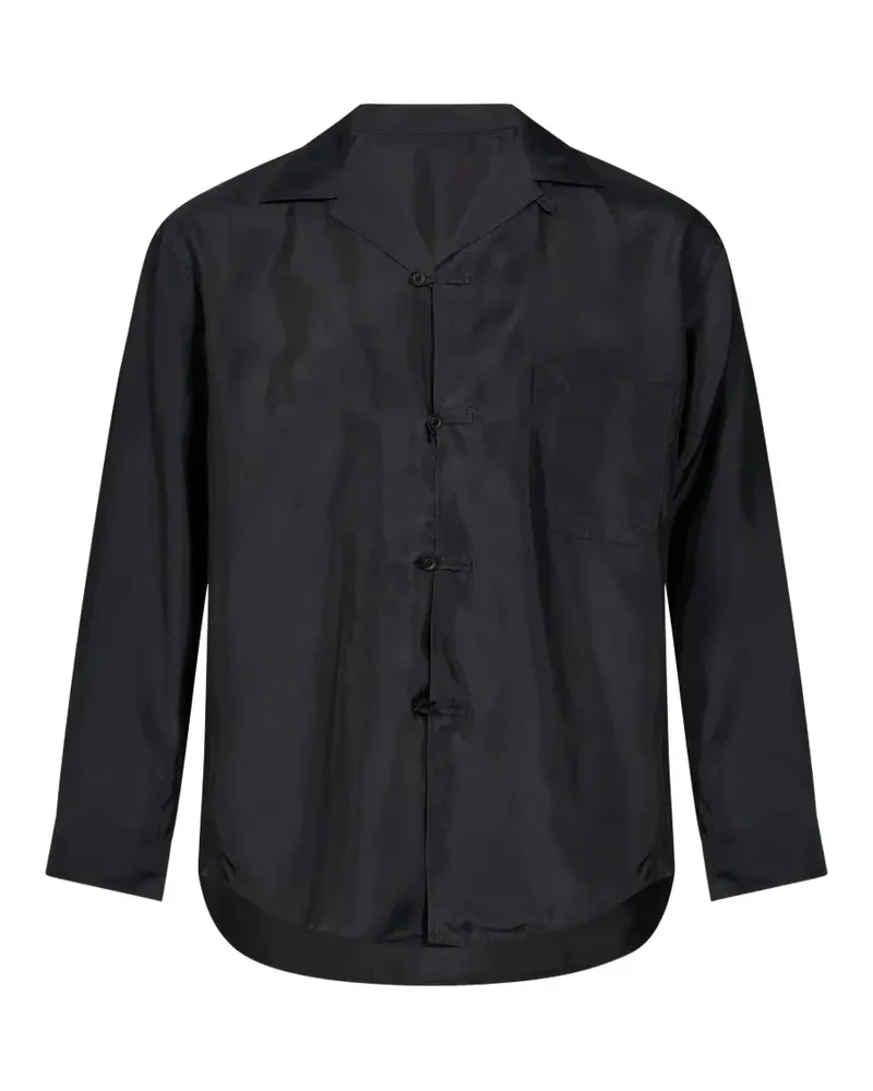 Yohji Yamamoto Hemd mit Froschverschluss und Brusttasche - Schwarz Schwarz