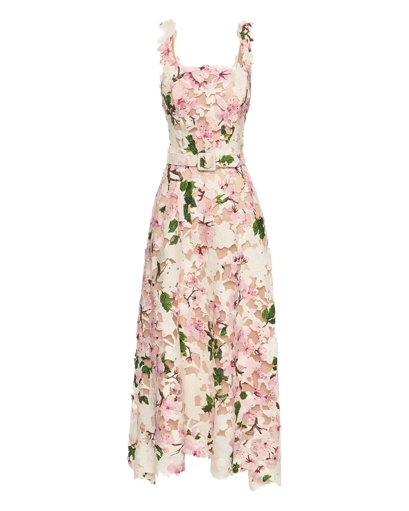 Oscar de la Renta Cherry Blossom Guipure-Kleid - Rosa Rosa