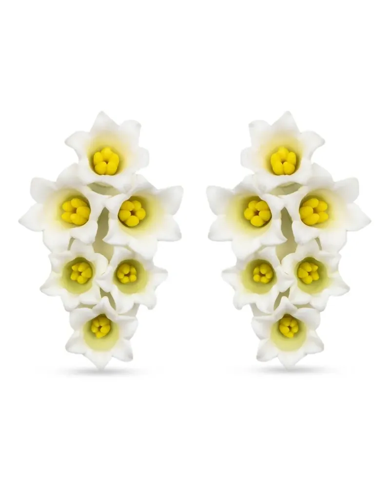 Jennifer Behr Val floral-motif earrings - Weiß Weiß