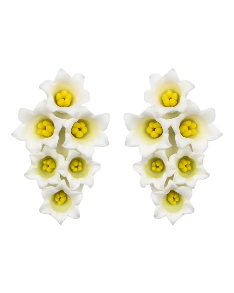 Jennifer Behr Val floral-motif earrings - Weiß Weiß