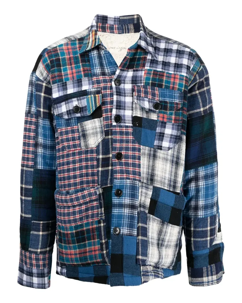 Greg Lauren Hemdjacke im Patchwork-Look - Blau Blau