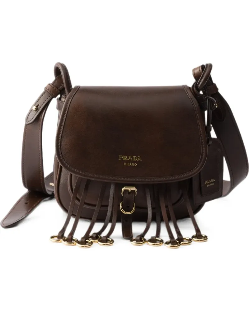 Prada Corsaire aged leather mini shoulder bag - Braun Braun
