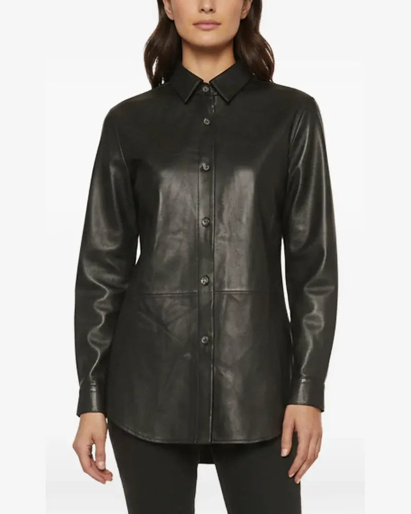 Magda Butrym long-sleeve leather shirt - Schwarz Schwarz