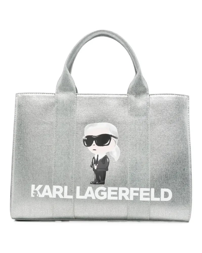 Karl Lagerfeld K/Ikonik Tote Bag im Metallic-Look - Silber Silber