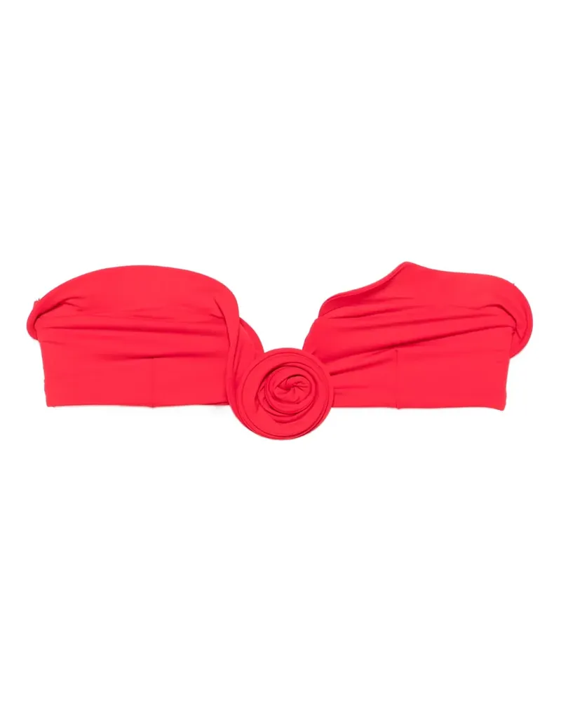 Magda Butrym Bikinioberteil mit Rosenapplikation - Rot Rot