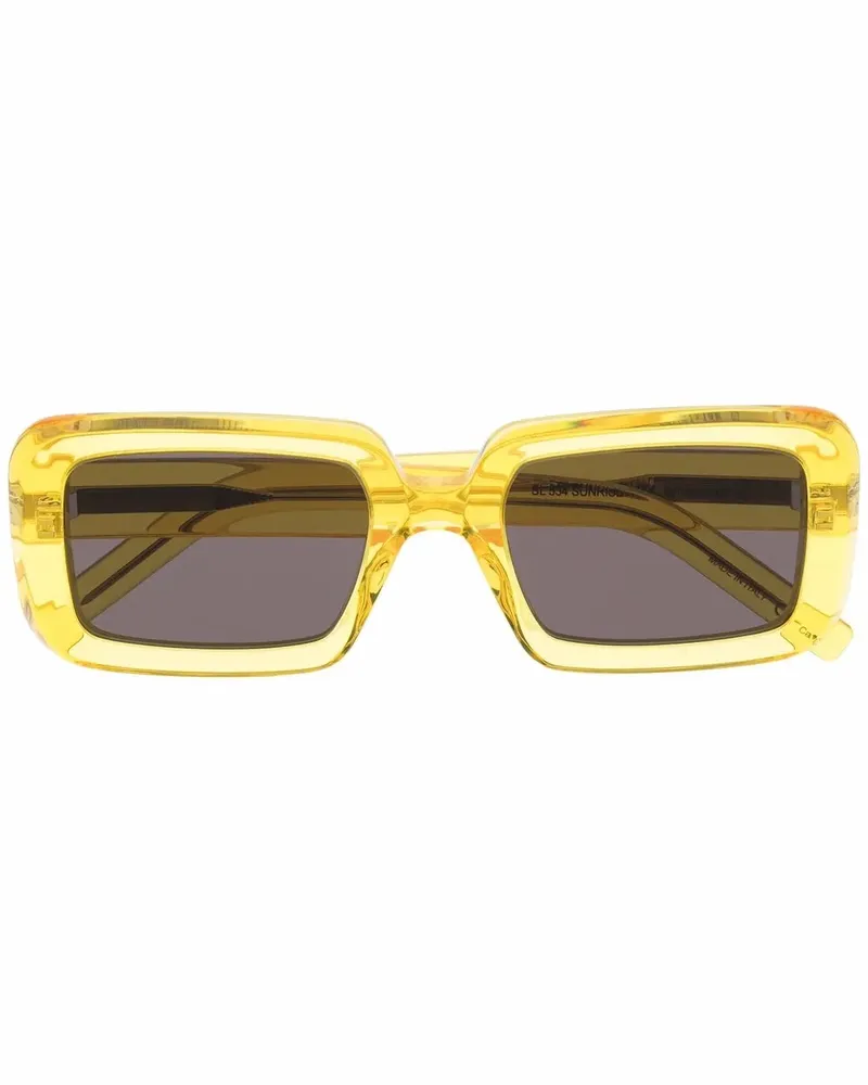Saint Laurent Sonnenbrille mit eckigem Gestell - Gelb Gelb