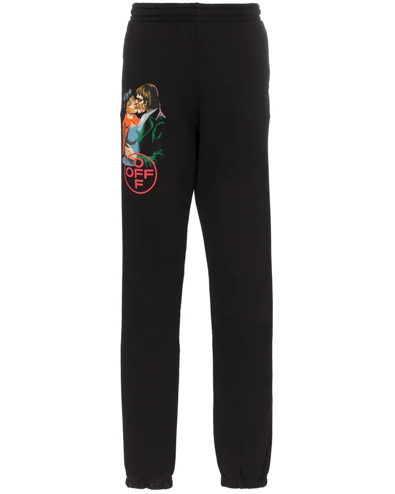 OFF-WHITE Jogginghose mit Kuss-Print - Schwarz Schwarz