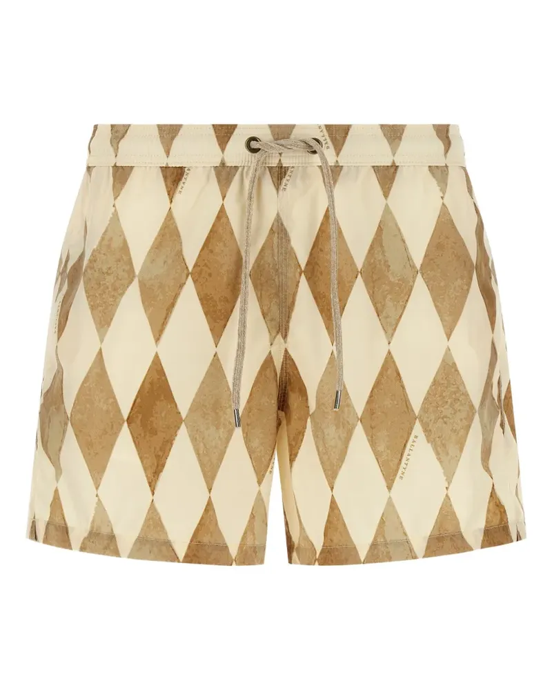 Ballantyne diamond-pattern drawstring swim shorts - Nude Nude