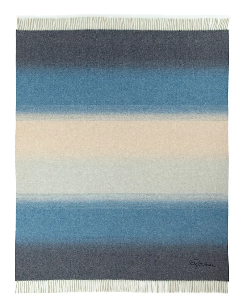 Roberto Cavalli Home Serpentine Decke mit Logo-Stickerei - Blau Blau