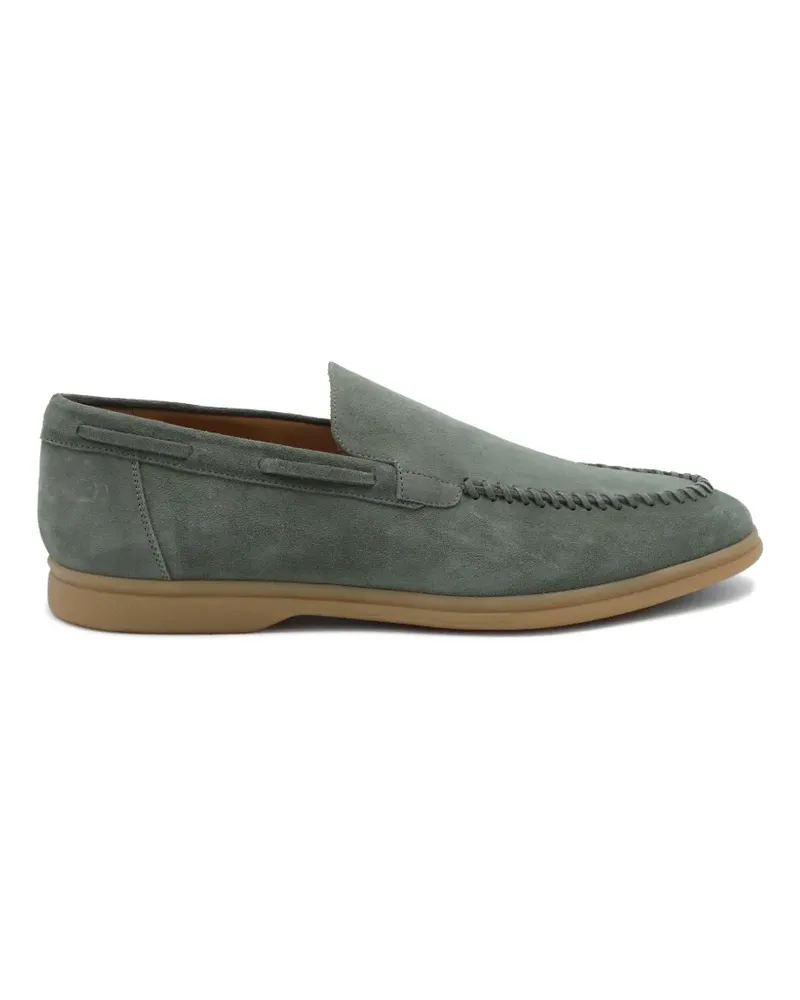Eleventy Loafer aus Wildleder mit Ziernaht - Grün Grün